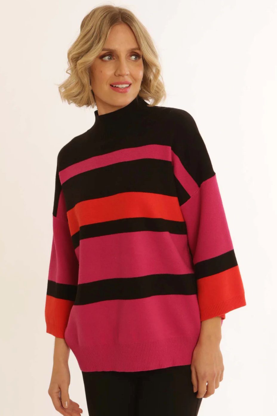 Black and red striped turtleneck best sale