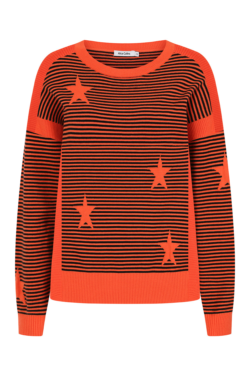 Orange Jumper with Black Stripes & Star Motif