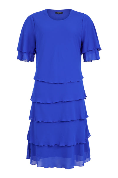 Royal Blue Dress with Chiffon Ruffle Detail