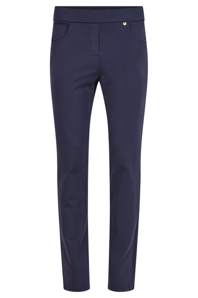 Navy Bella Trousers With Elasticated Waist