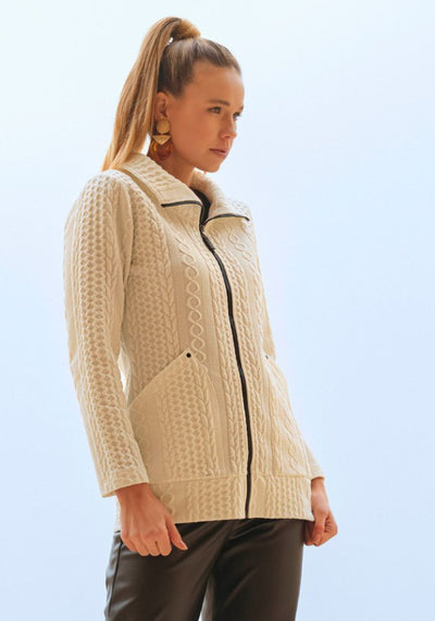 Vanilla Textured Zip-Up Cardigan Jacket