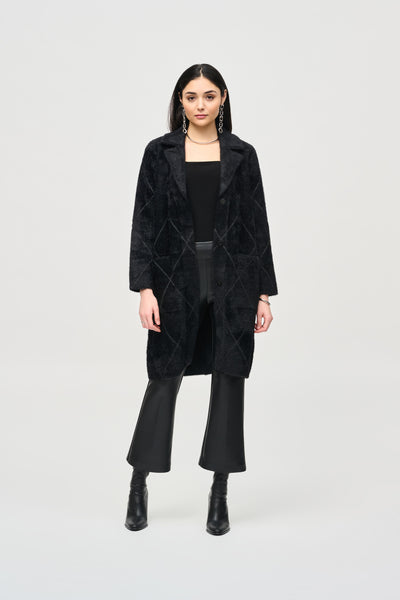 Joseph Ribkoff Black Knit Coat with Front Pockets