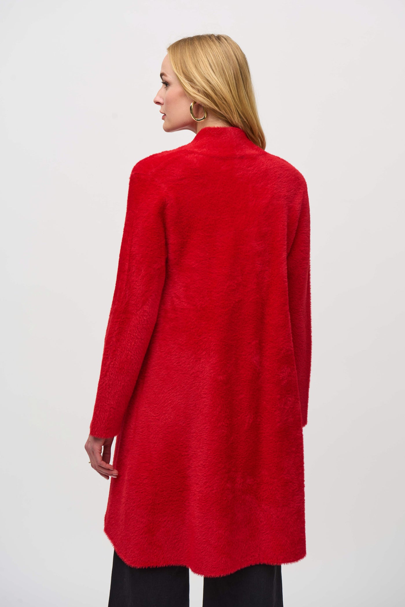 Joseph Ribkoff Lipstick Red Knit Flared Coat With Button Detail