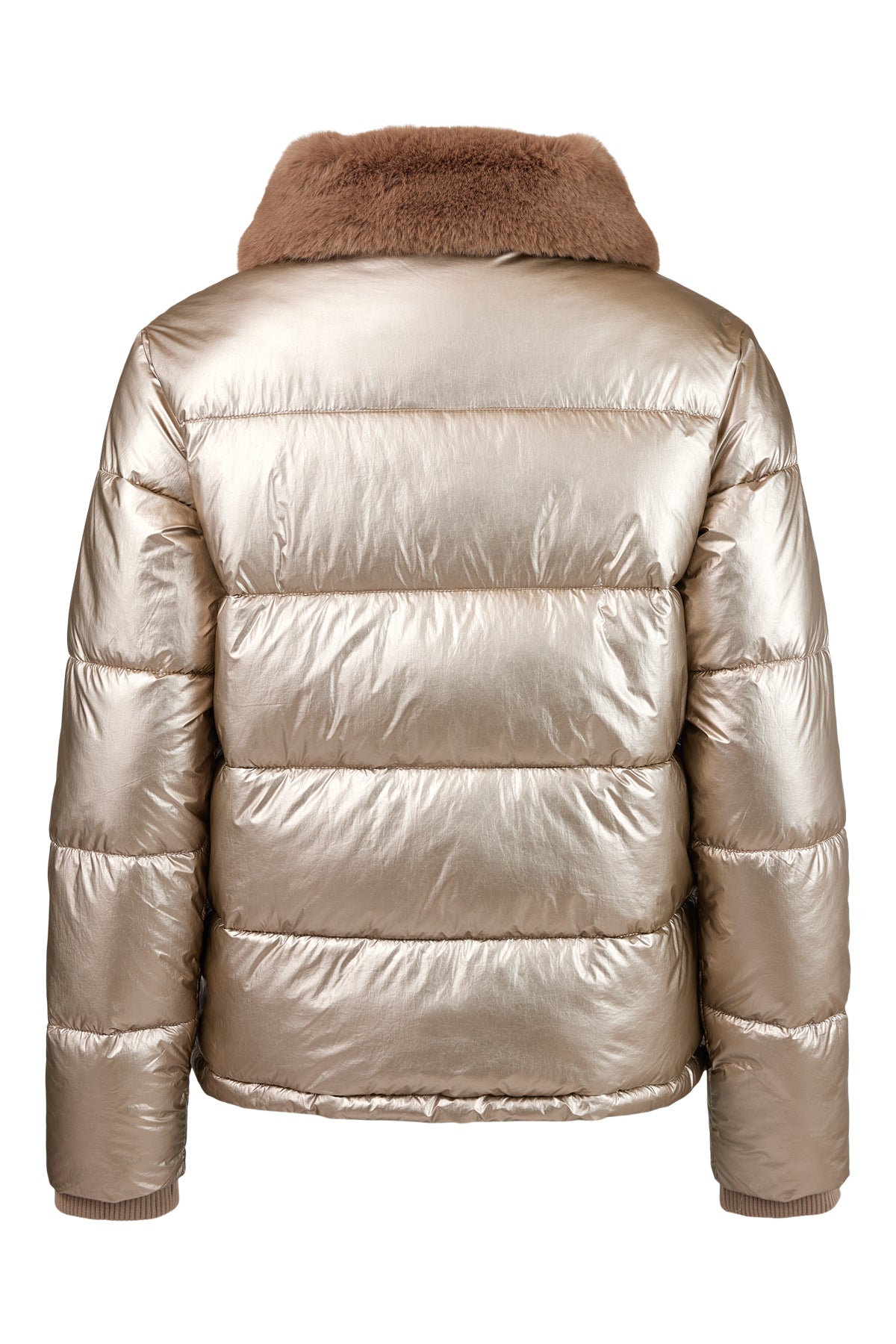 Metallic Gold Jacket With Faux Fur Trim