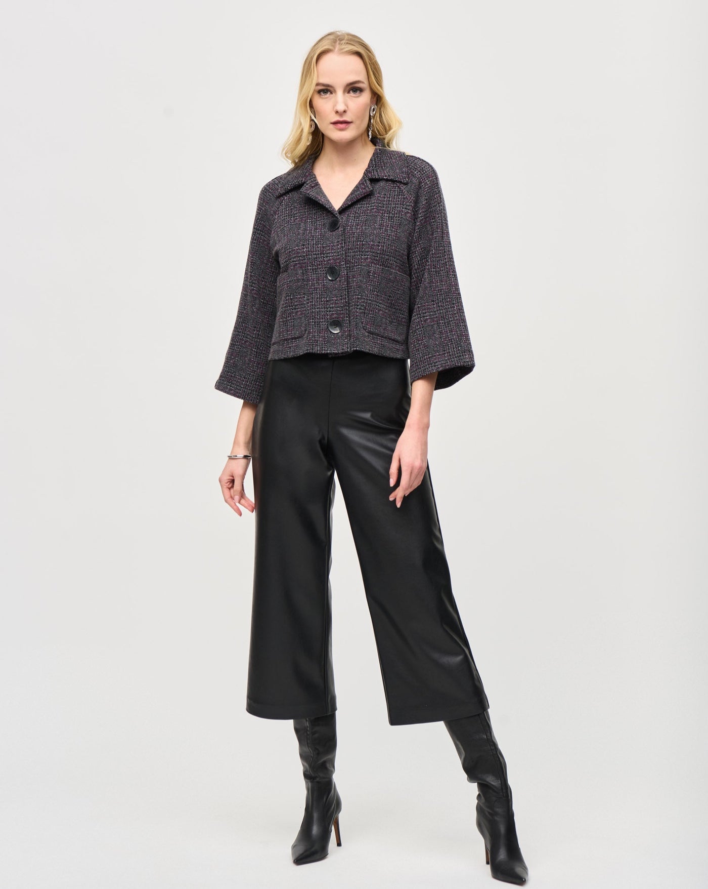 Joseph Ribkoff Black Leatherette Pull-On Culotte