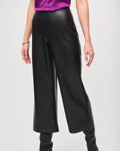 Joseph Ribkoff Black Leatherette Pull-On Culotte