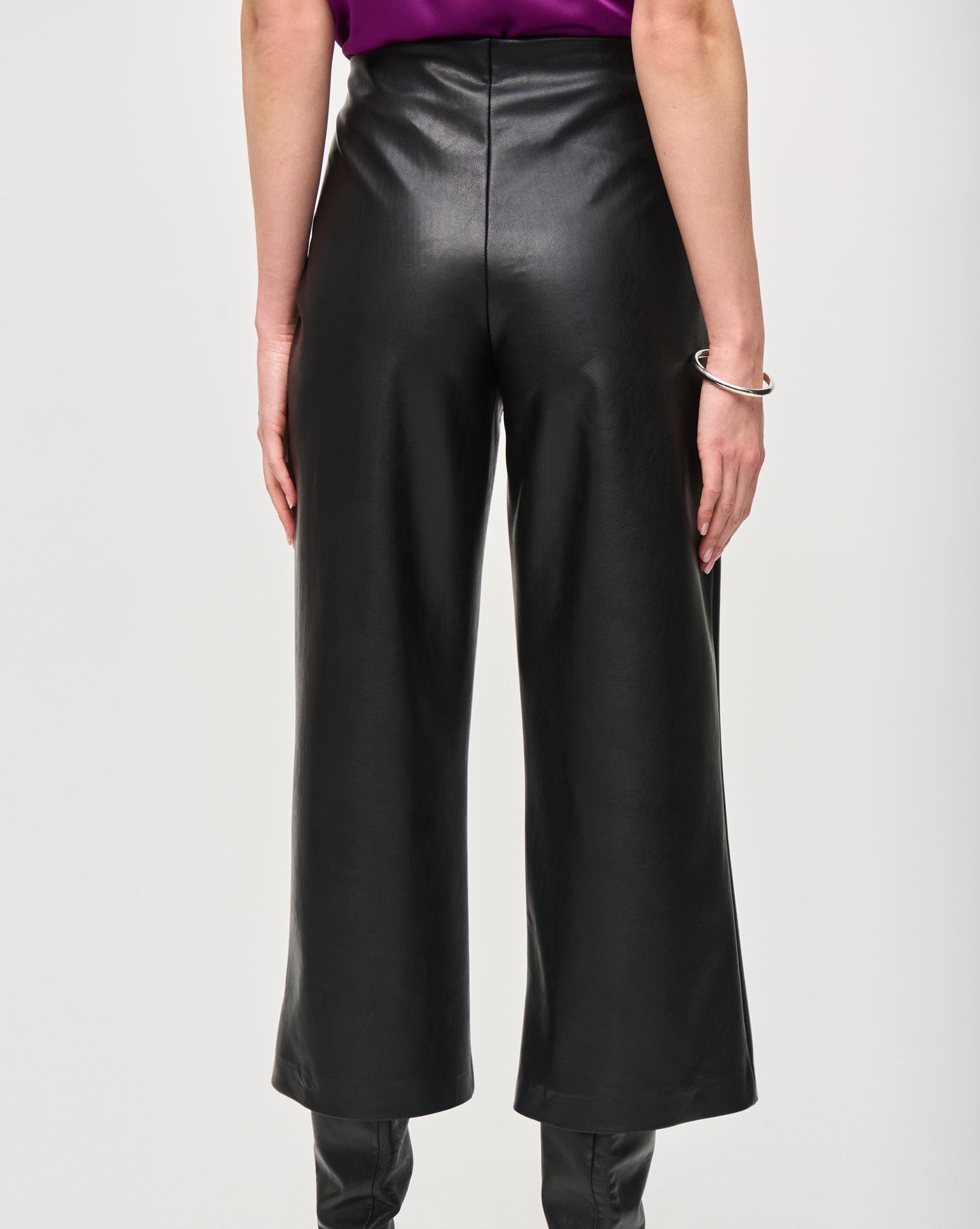 Joseph Ribkoff Black Leatherette Pull-On Culotte