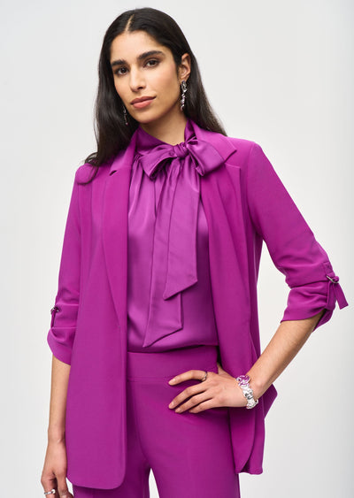 Joseph Ribkoff Purple Silky Knit Boxy Blazer