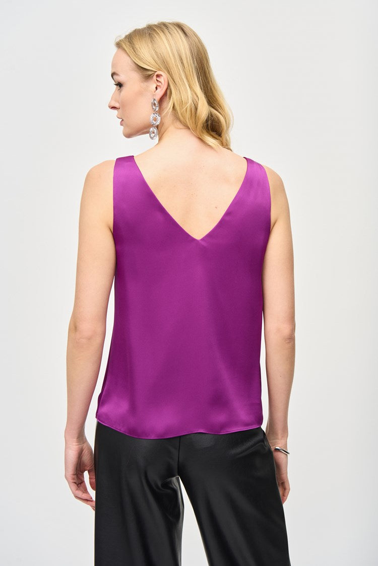 Joseph Ribkoff Purple Satin Straight Sleeveless Top