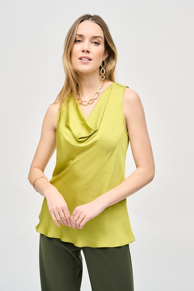 Joseph Ribkoff Lime Satin Straight Sleeveless Top