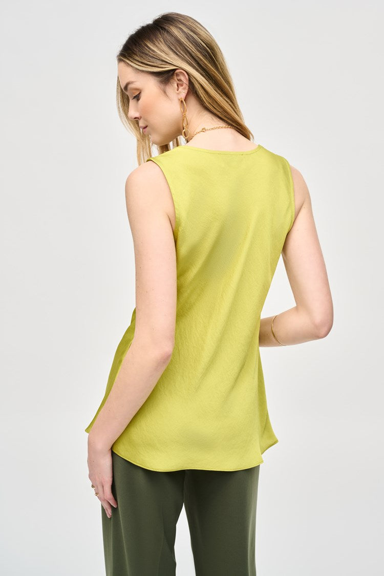 Joseph Ribkoff Lime Satin Straight Sleeveless Top