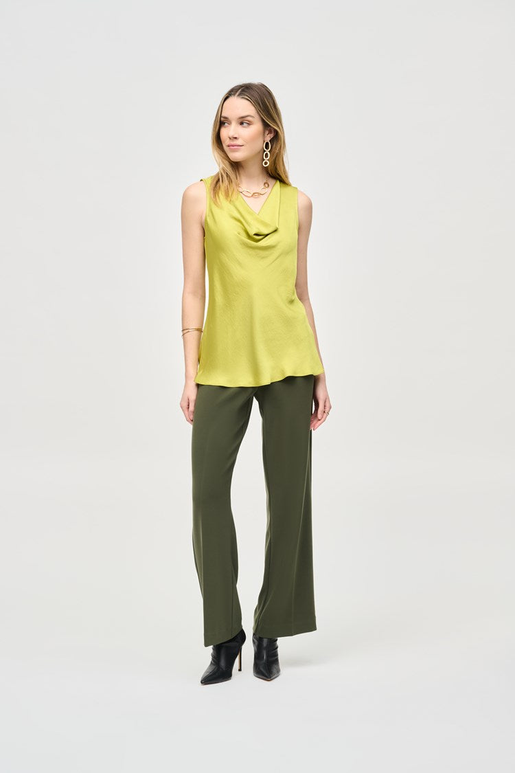 Joseph Ribkoff Lime Satin Straight Sleeveless Top