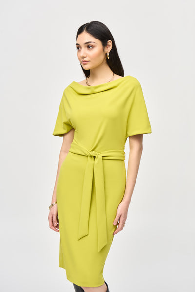 Joseph Ribkoff Wasabi Scuba Crepe Belted Sheath Dress