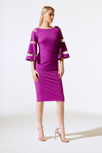 Joseph Ribkoff Purple Dress With Mesh Sleeve