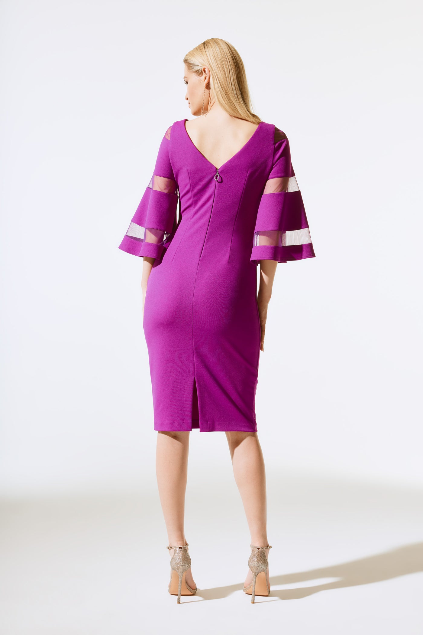 Joseph Ribkoff Purple Dress With Mesh Sleeve