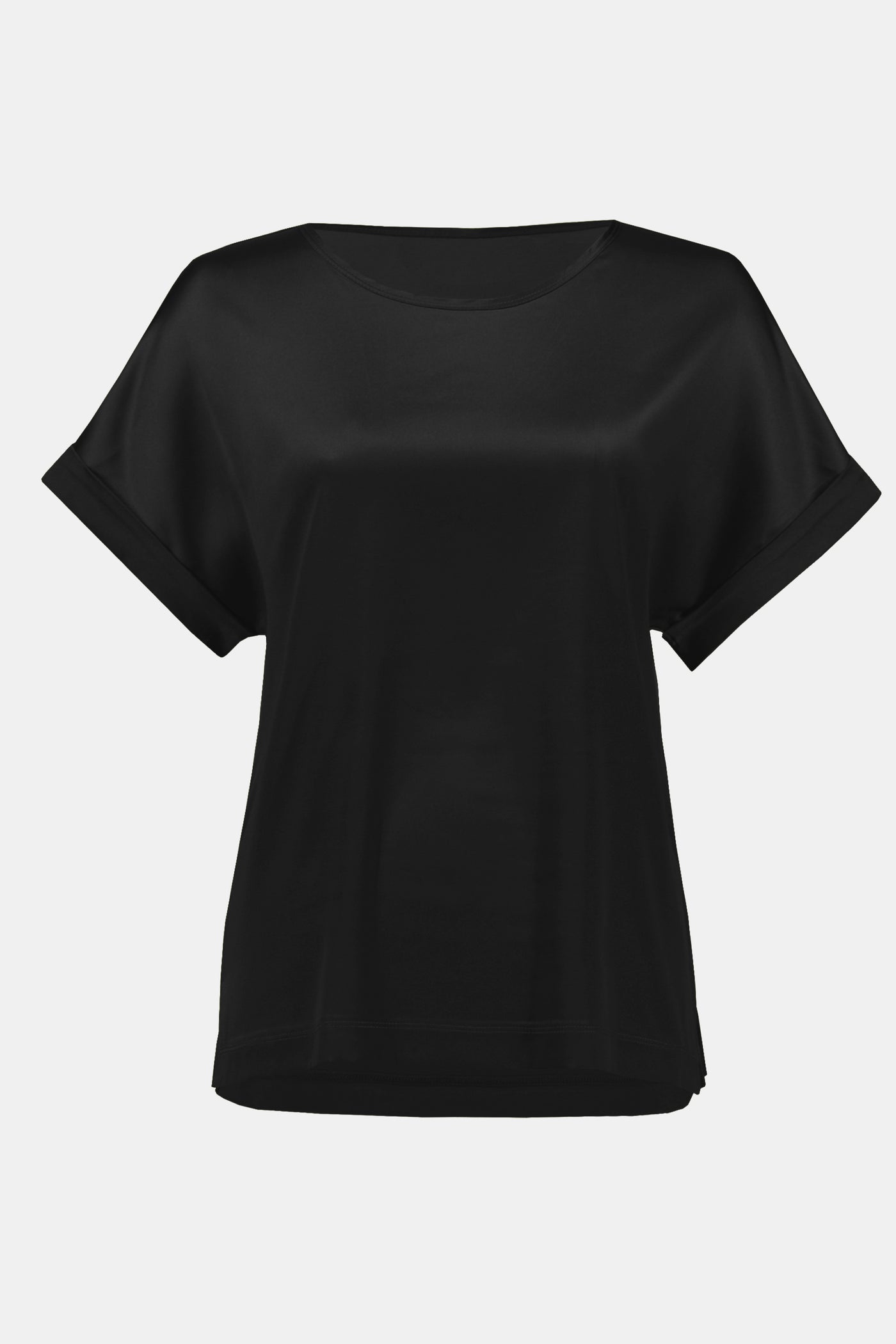 Joseph Ribkoff Black Satin Front Short Sleeve Top