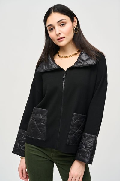 Joseph Ribkoff Knit Zip Up Jacket With Padded Detailing