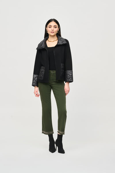 Joseph Ribkoff Knit Zip Up Jacket With Padded Detailing