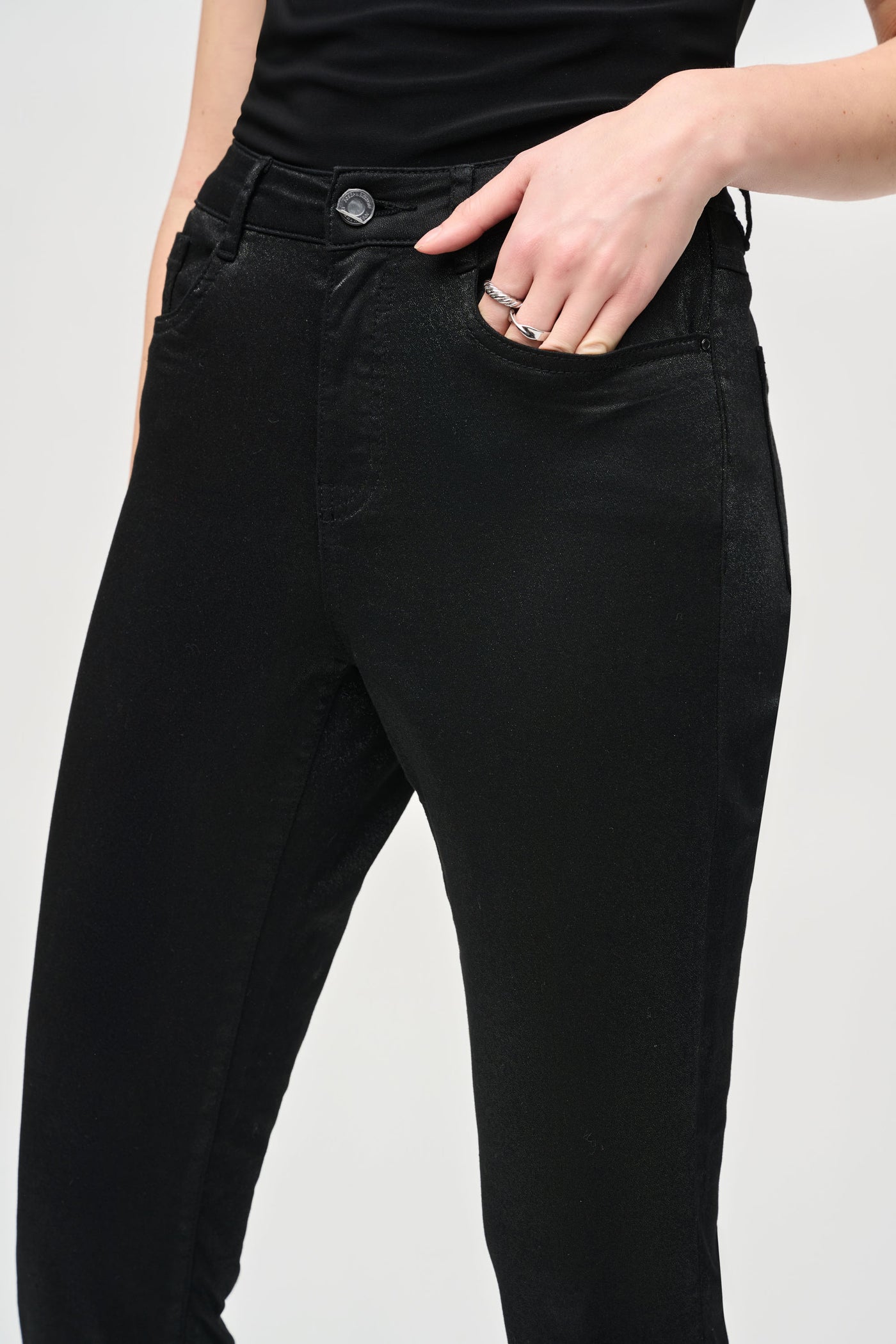 Joseph Ribkoff Black Glitter Straight Leg Jeans