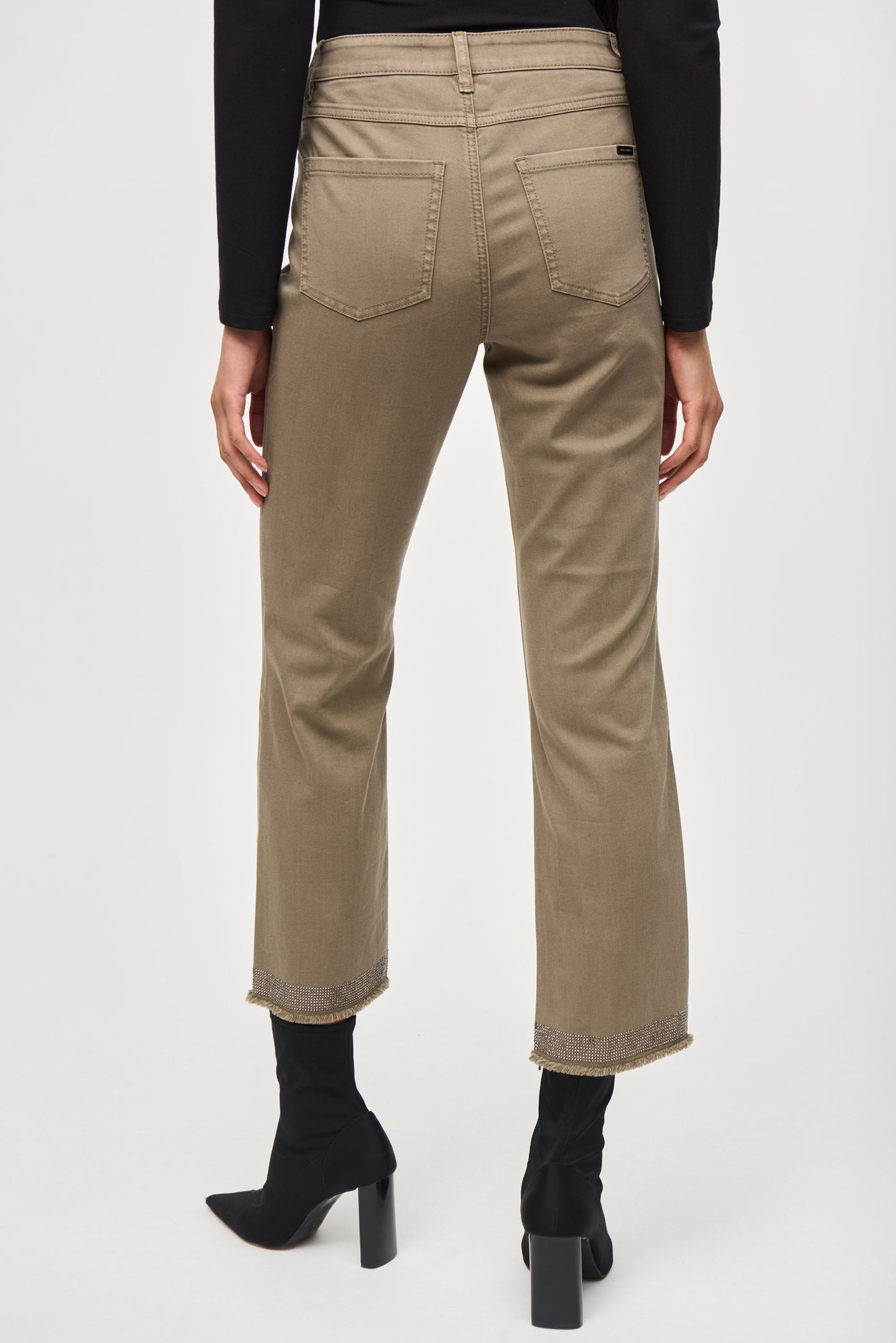 Joseph Ribkoff Java Denim Straight Pants With Frayed Hem