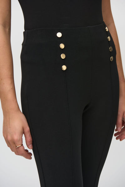 Joseph Ribkoff Black Slim Fit Trousers with Gold Button Detail