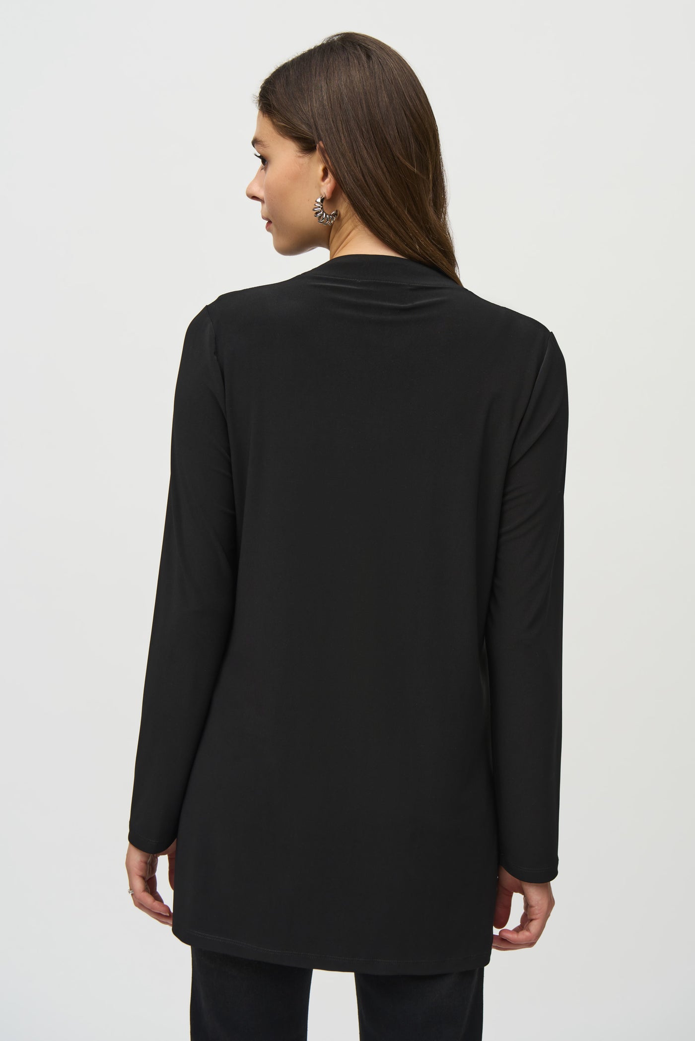 Joseph Ribkoff Black Silky Knit And Leatherette Cardigan