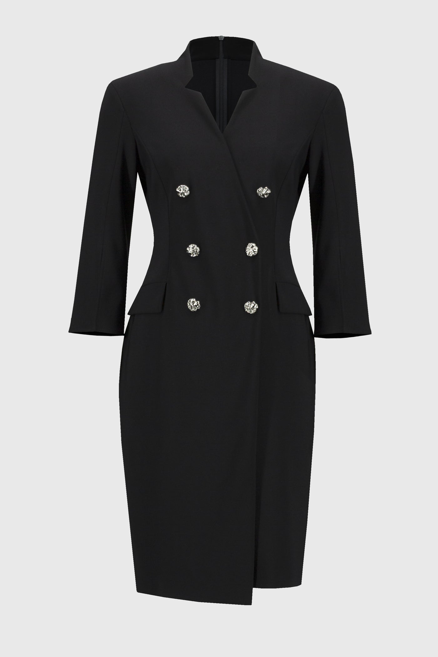 Joseph Ribkoff Black Silky Knit Double Breasted Blazer Dress