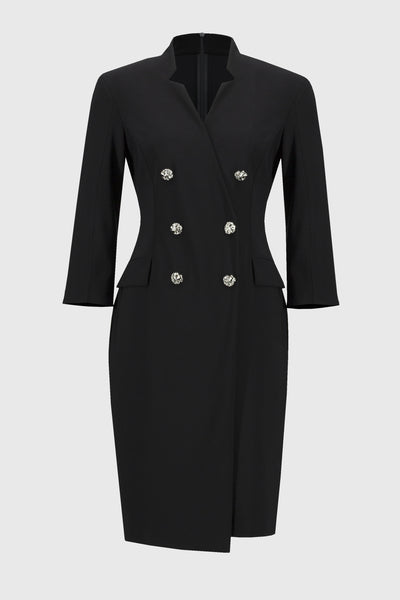 Joseph Ribkoff Black Silky Knit Double Breasted Blazer Dress