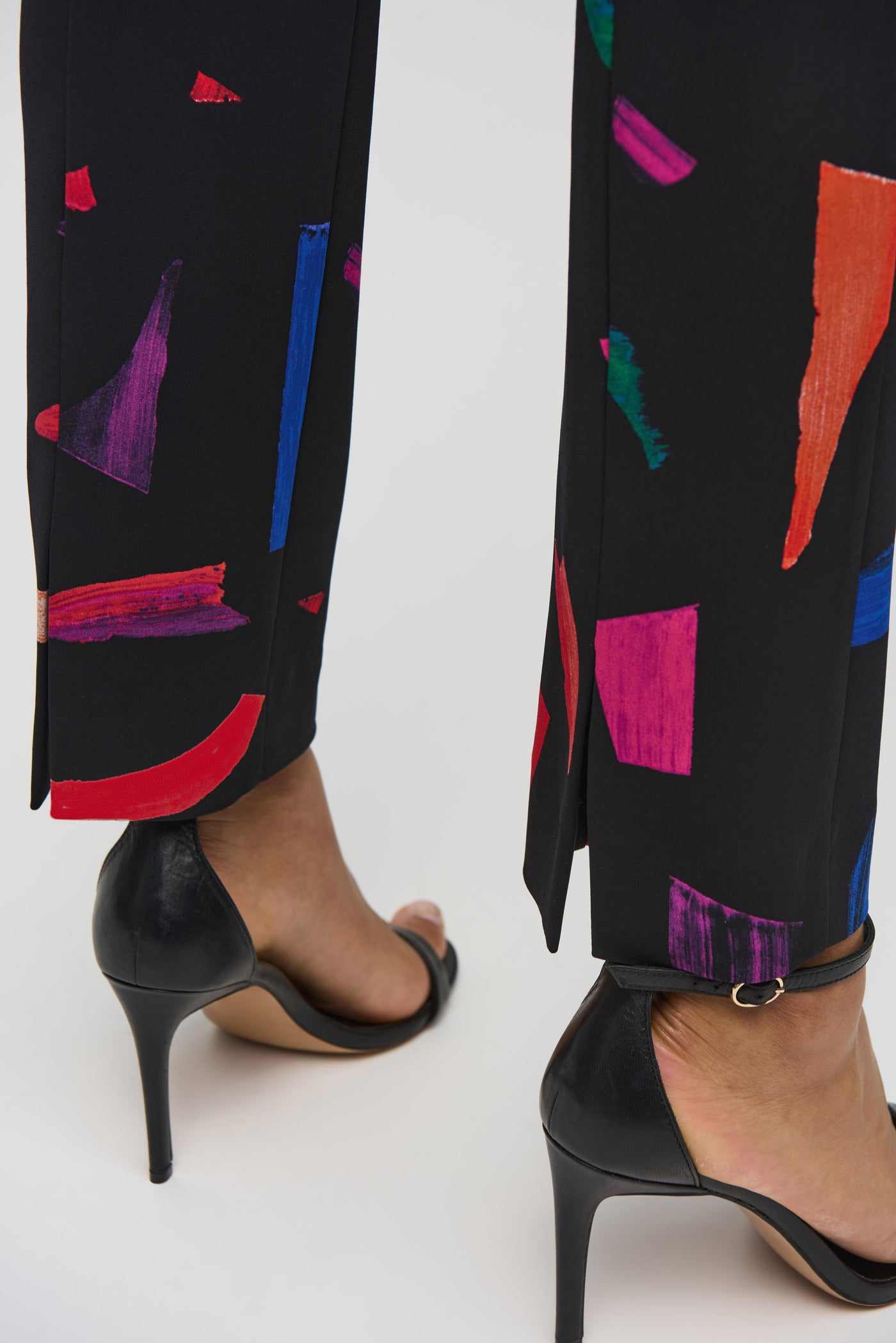 Joseph Ribkoff Black Abstract Print Straight Leg Trouser