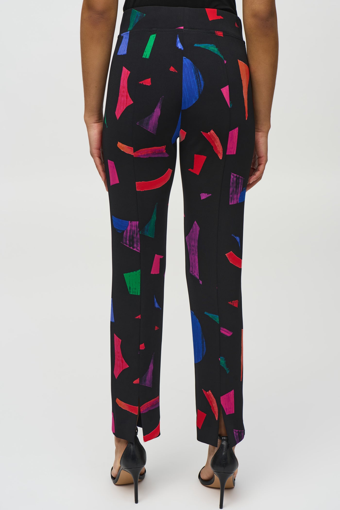 Joseph Ribkoff Black Abstract Print Straight Leg Trouser