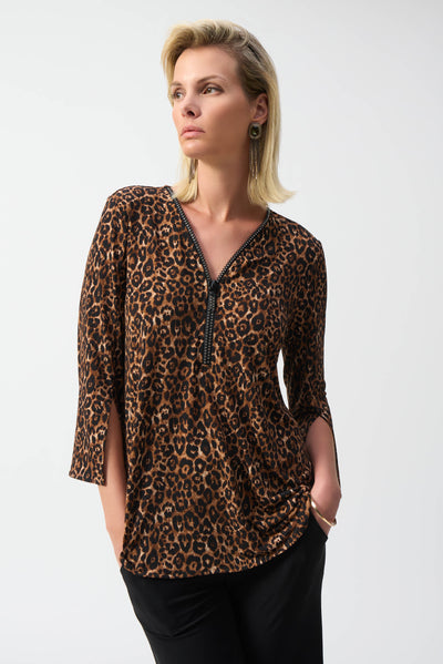 Joseph Ribkoff Silky Knit Animal Print Fit and Flare Tunic Top