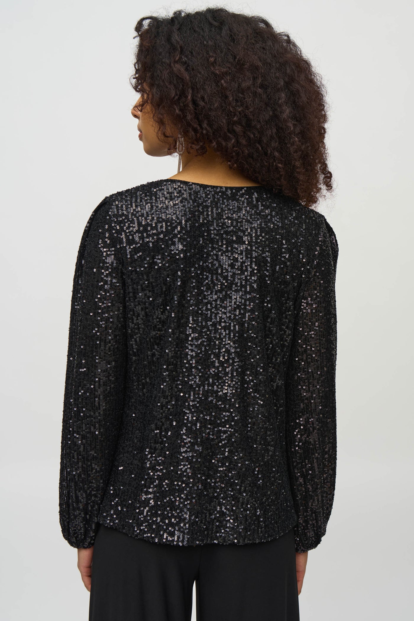 Joseph Ribkoff Black Sequined Cowl Neck Top