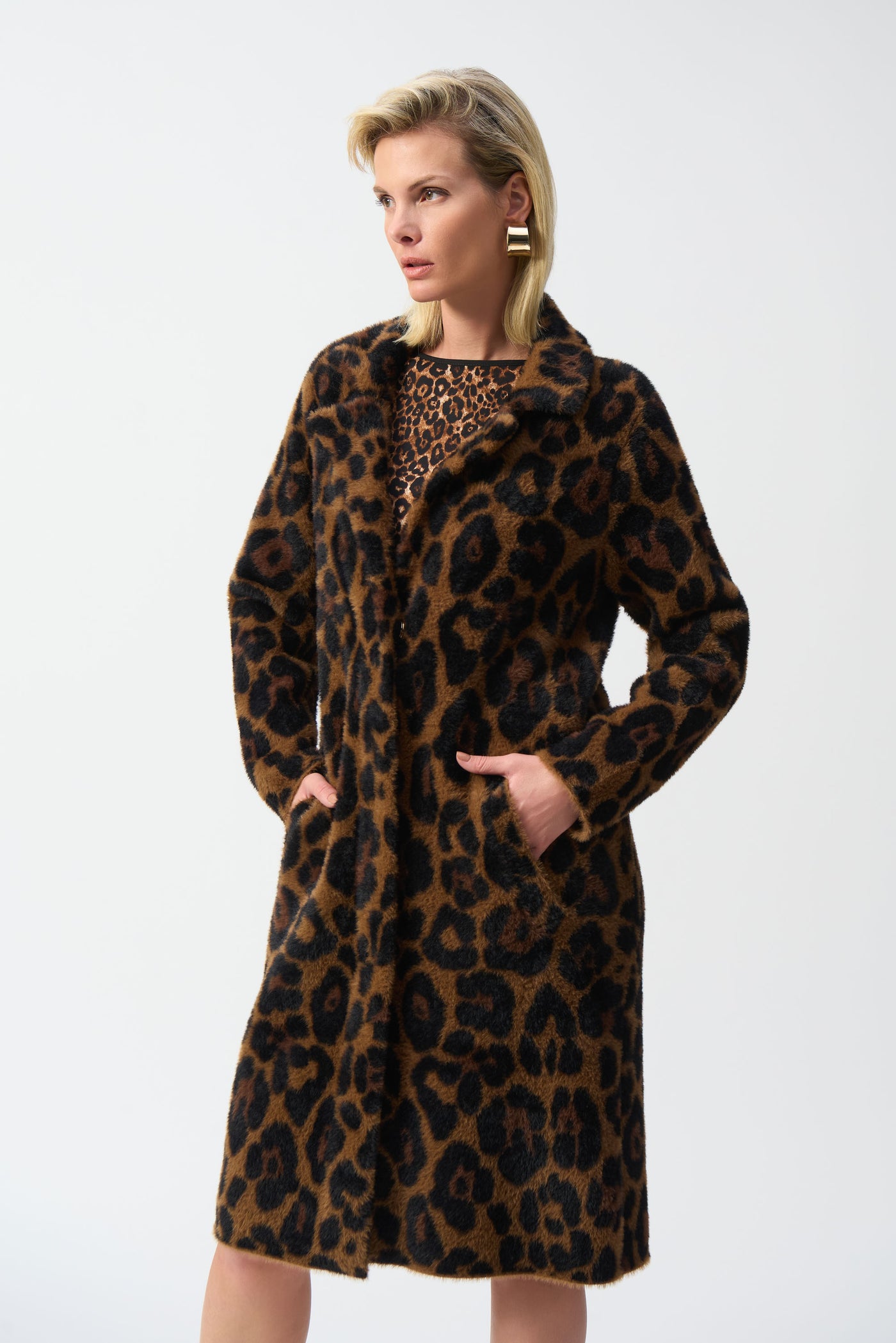 Joseph Ribkoff Jacquard Sweater Animal Print Coat