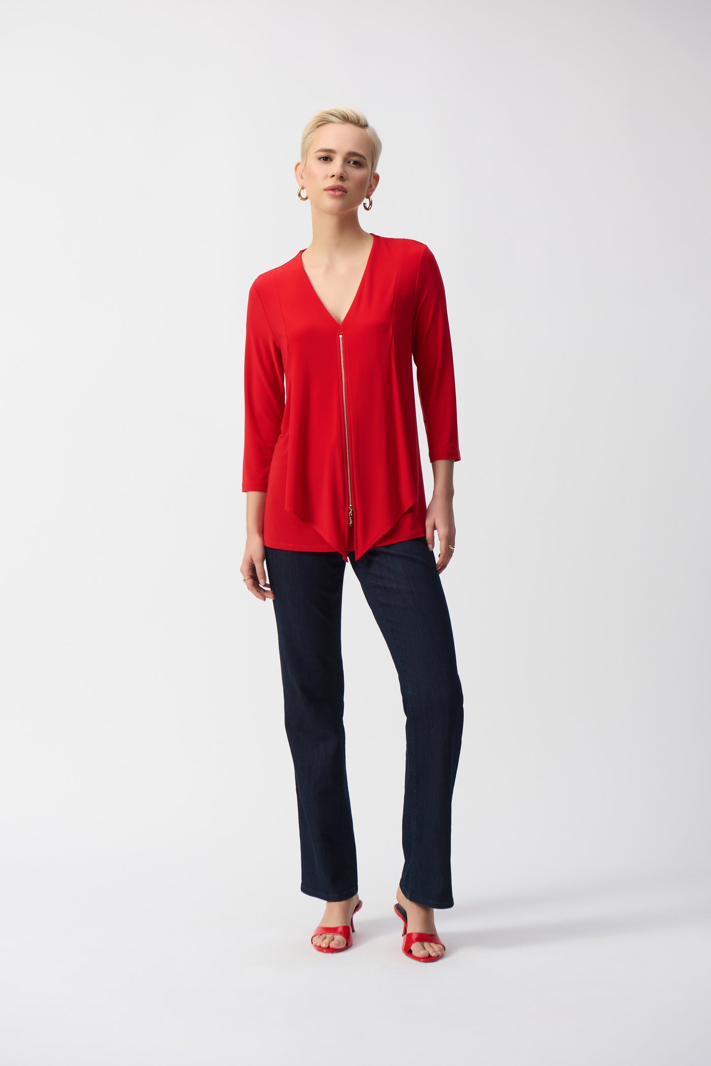 Joseph Ribkoff Silky Flared Layered Top With Zip