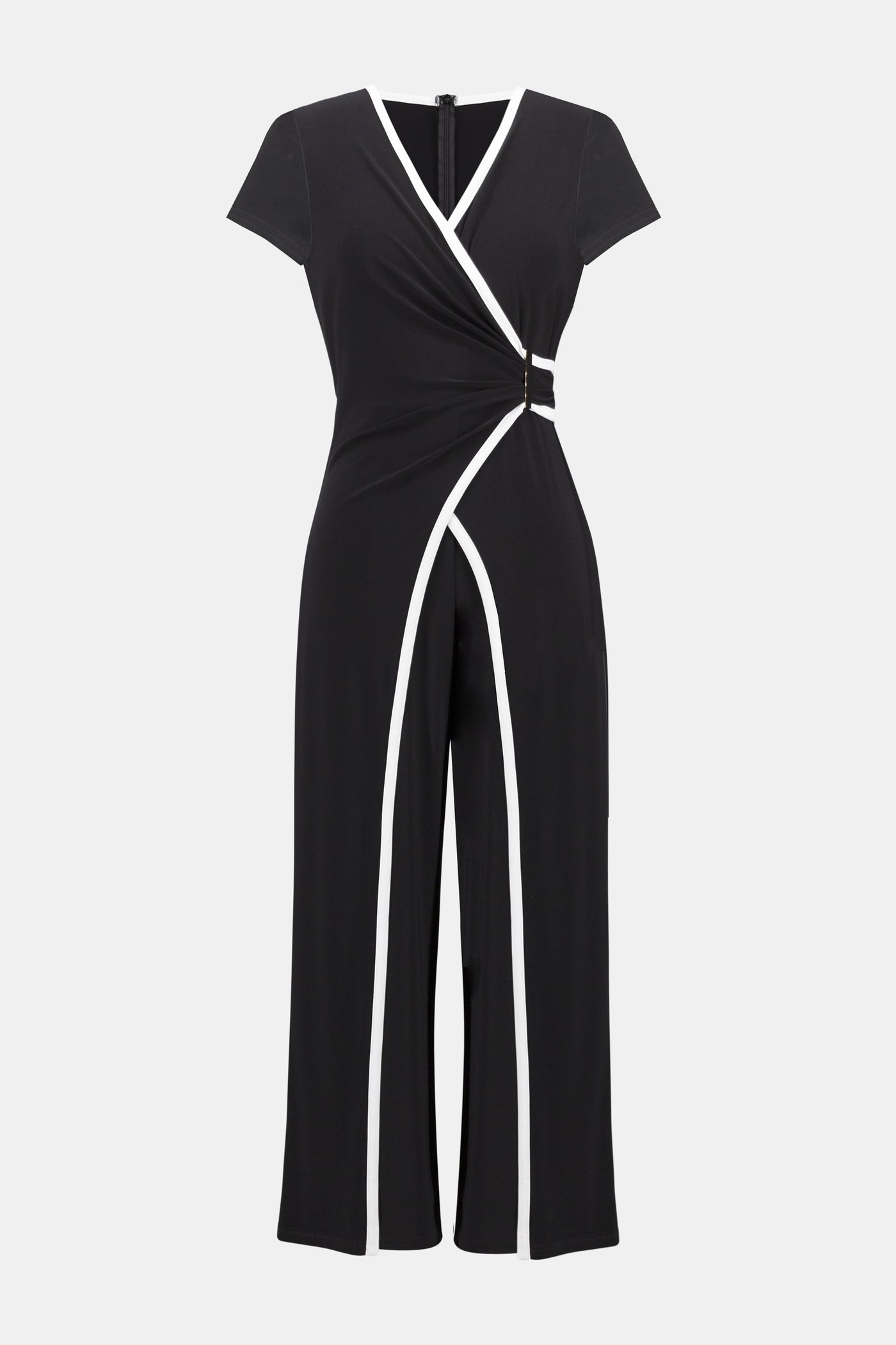 Joseph Ribkoff Black/Vanilla Silky Knit Culotte Jumpsuit