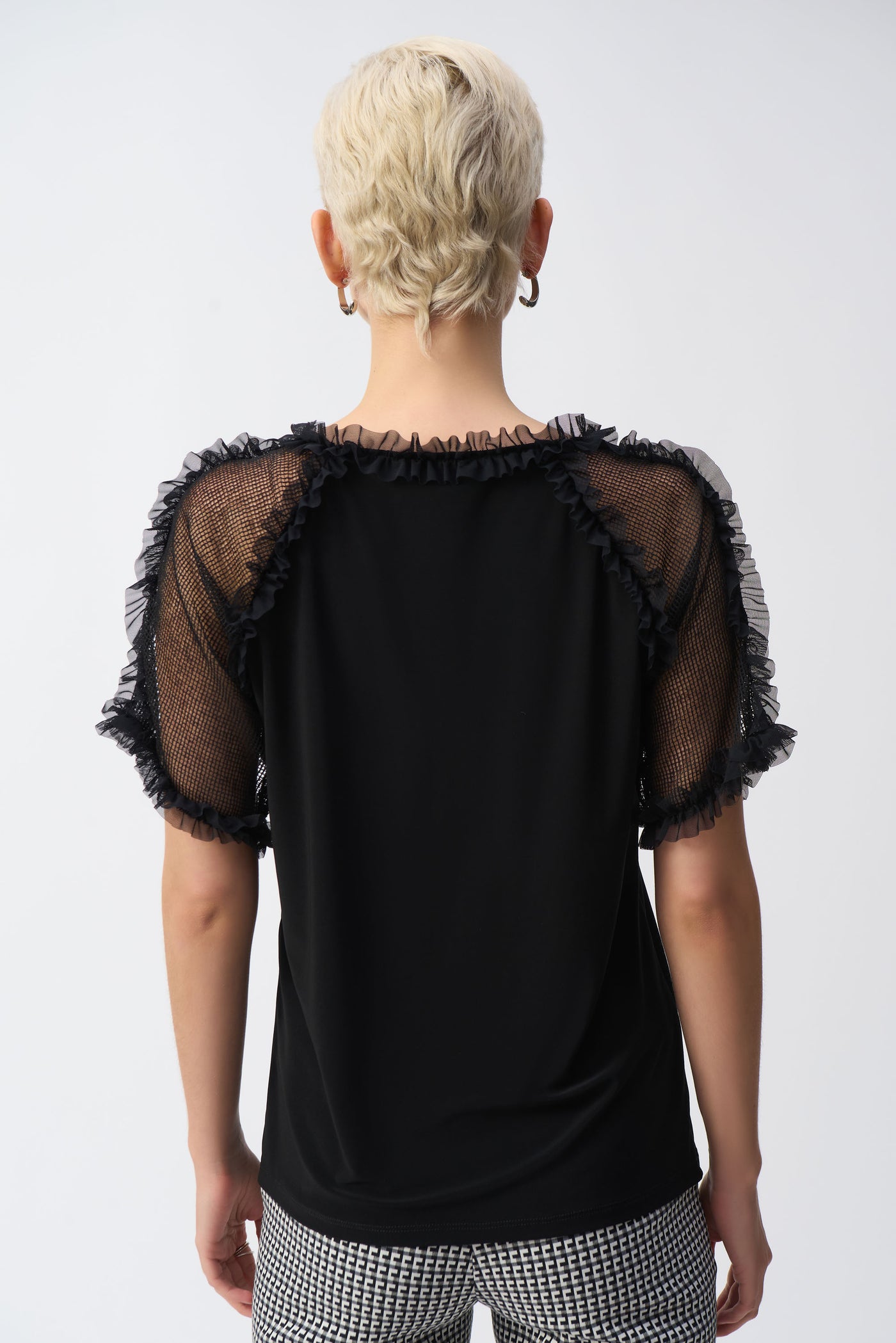 Joseph Ribkoff Black Silky Knit And Mesh Top