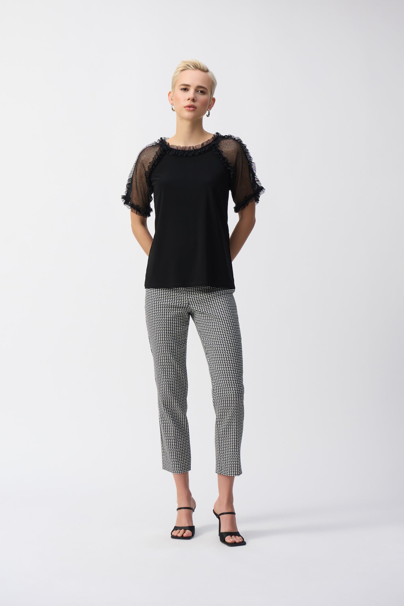 Joseph Ribkoff Black Silky Knit And Mesh Top