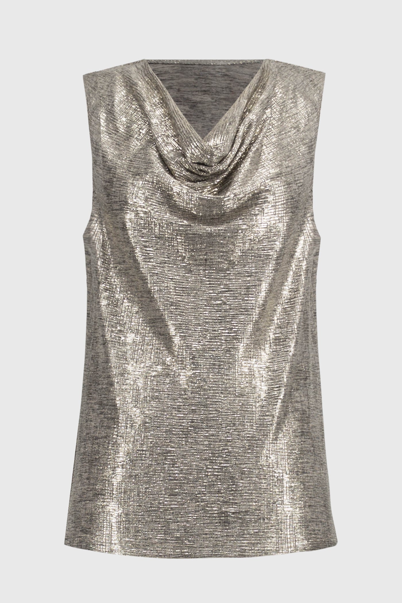 Joseph Ribkoff Beige/Gold Foiled Melange Knit Sleeveless Top