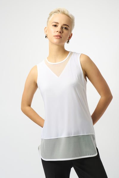 Joseph Ribkoff Vanilla Silky Knit And Mesh Sleeveless Top