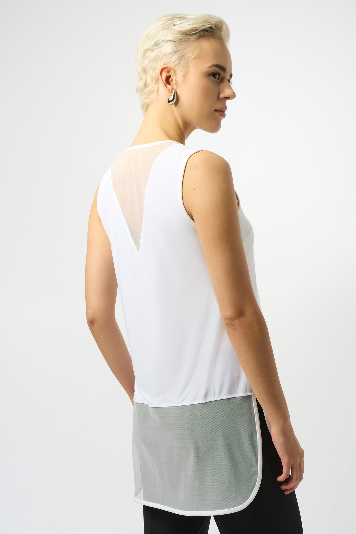 Joseph Ribkoff Vanilla Silky Knit And Mesh Sleeveless Top