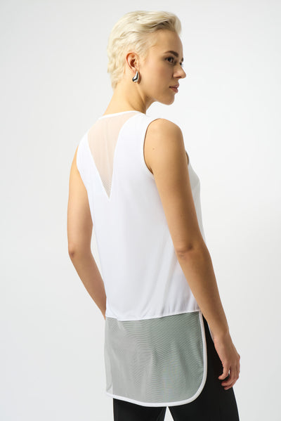 Joseph Ribkoff Vanilla Silky Knit And Mesh Sleeveless Top