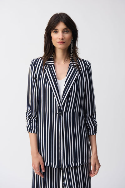 Joseph Ribkoff Woven Stripe Print Boxy Blazer