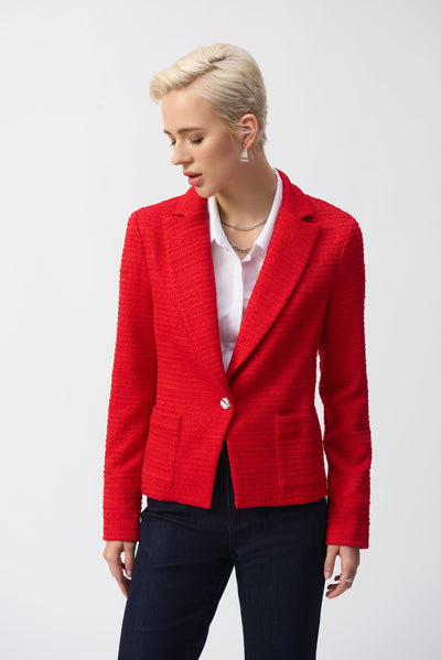 Joseph Ribkoff Radiant Red Bouclé Fitted Blazer