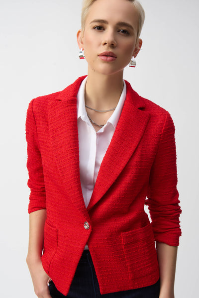 Joseph Ribkoff Radiant Red Bouclé Fitted Blazer