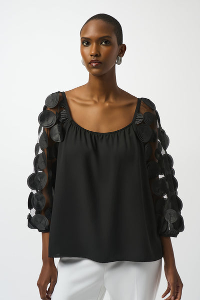 Joseph Ribkoff Silky Knit Top With 3D Dot Sleeves