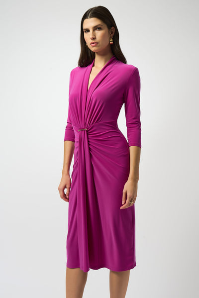 Joseph Ribkoff Purple Silky Knit draped Wrap Dress