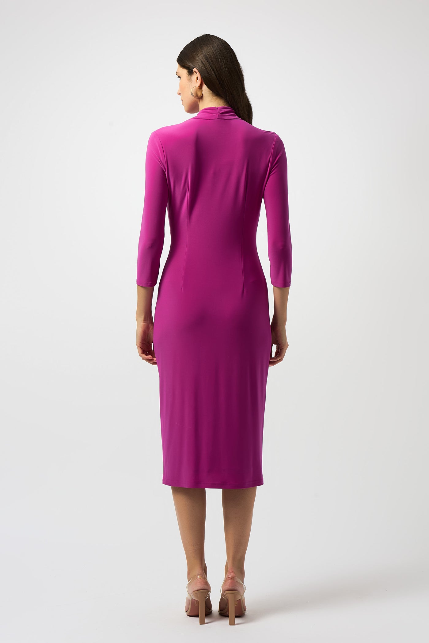 Joseph Ribkoff Purple Silky Knit draped Wrap Dress