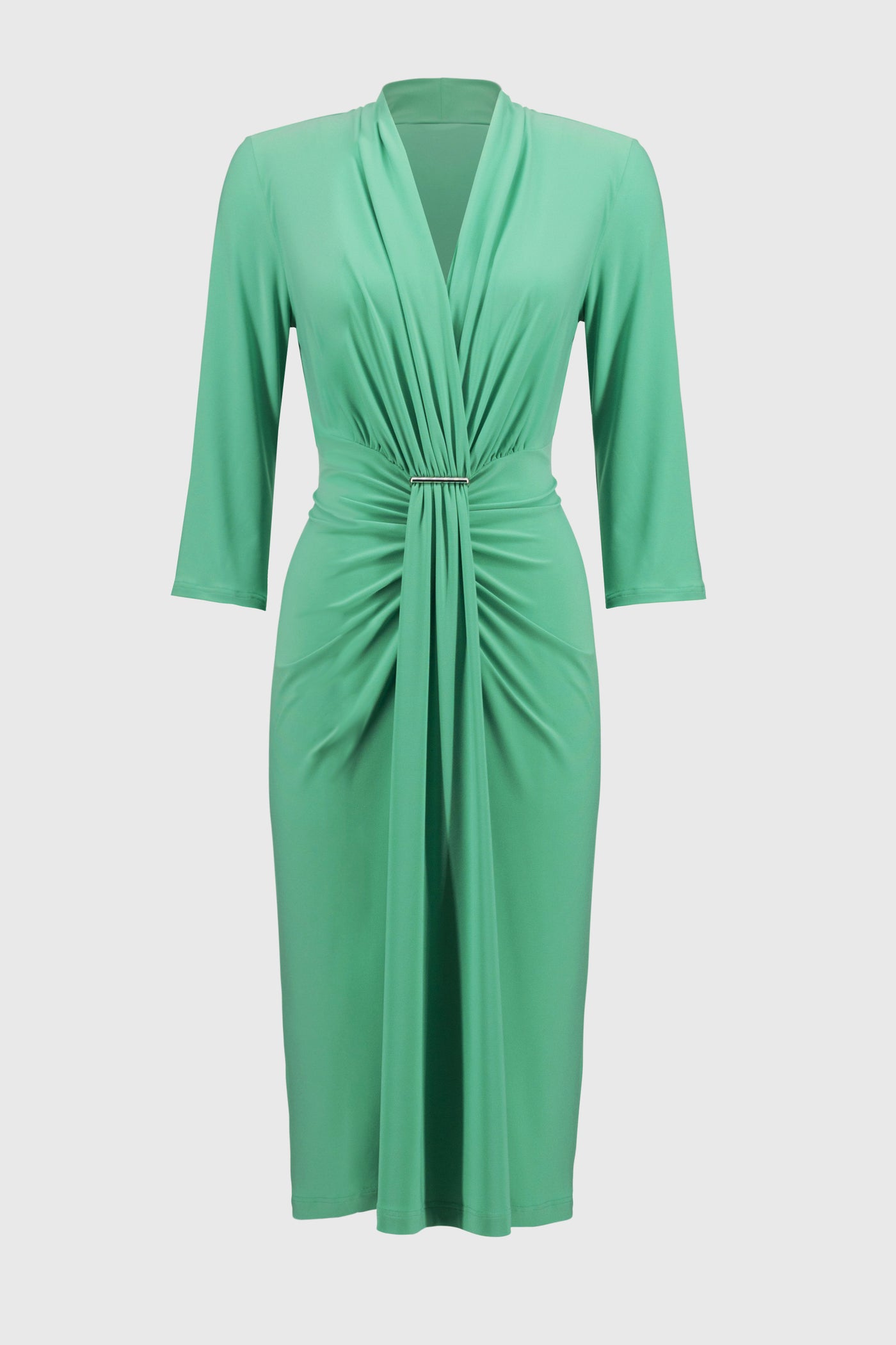 Joseph Ribkoff Garden Green Silky Knit draped Wrap Dress