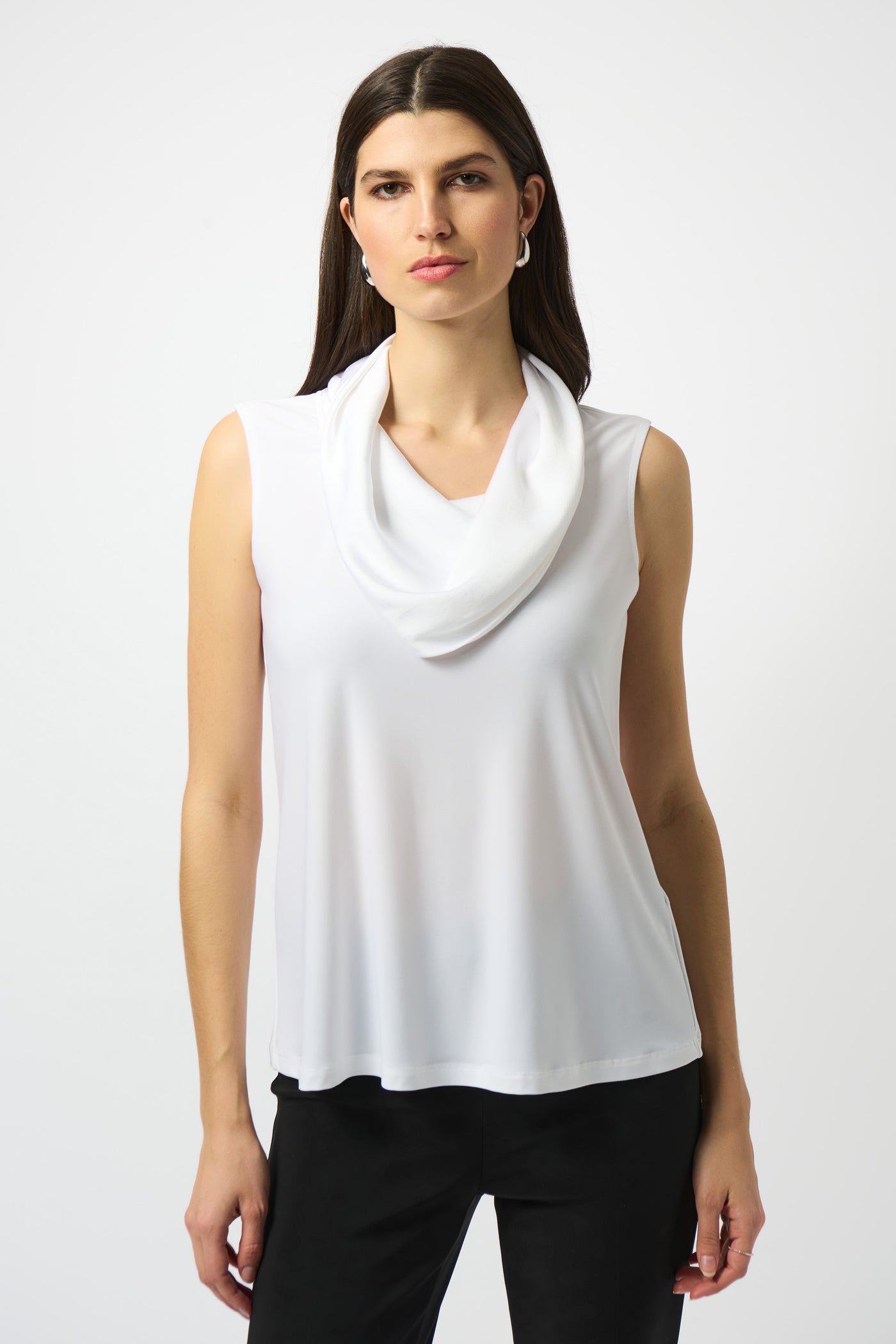 Joseph Ribkoff Vanilla Satin Sleeveless Cowl Neck Top