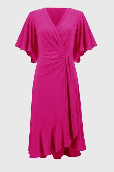 Joseph Ribkoff Geranium Silky Knit And Chiffon Flowy Wrap Dress